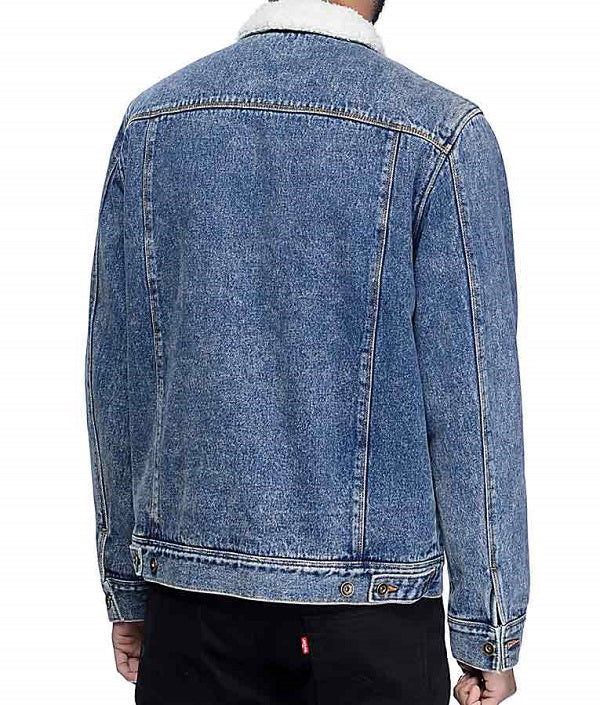 Shameless Frank Gallagher Blue Denim Shearling Jacket