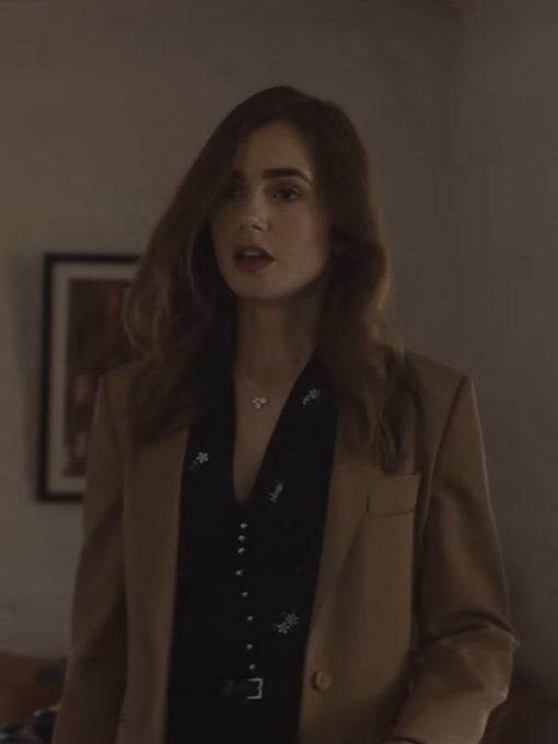 Lily Collins Windfall Brown Blazer