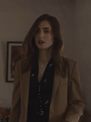 Lily Collins Windfall Brown Blazer