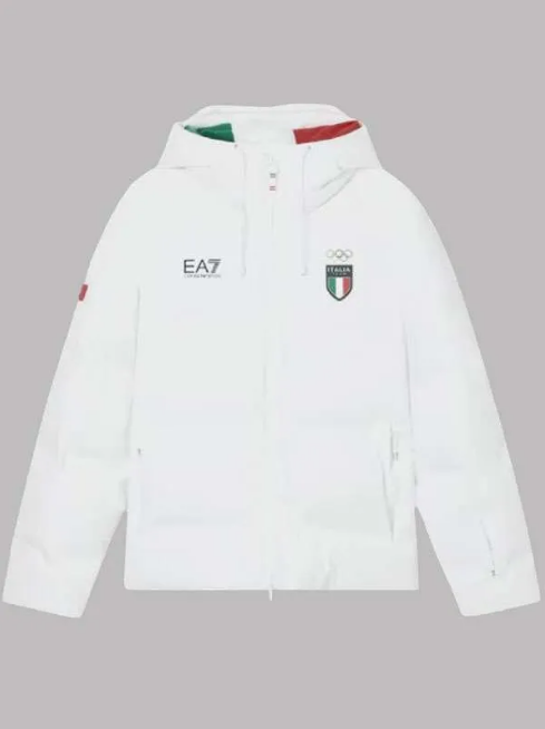 Olympics 2026 Team Italy White Puffer Jacket