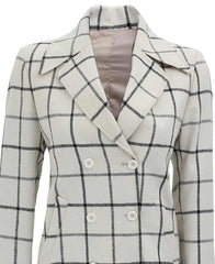 Women Double Breasted Checkered Wool Coat
