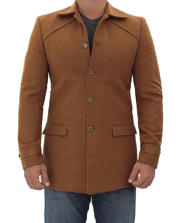 Mens Coffee Brown Wool Coat