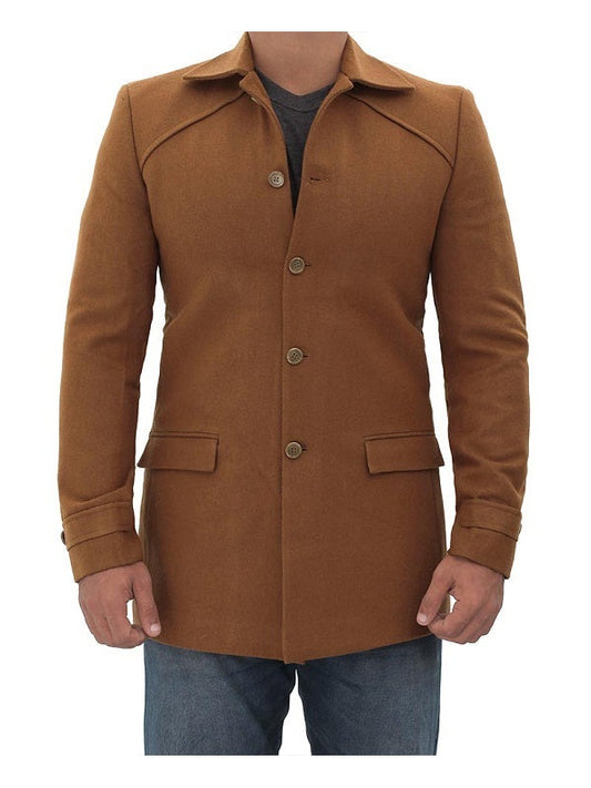 Mens Coffee Brown Wool Coat