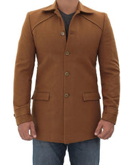 Mens Coffee Brown Wool Coat