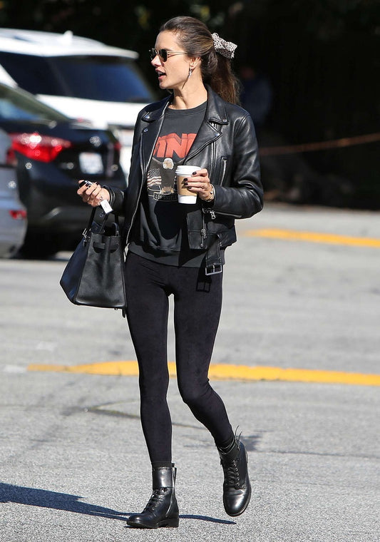 Alessandra Ambrosio Victoria Secret Angel Black Leather Jacket
