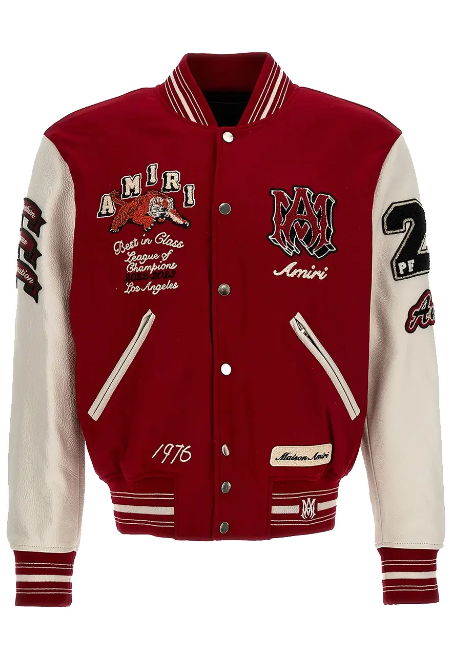 Amiri Red Letterman Varsity Jacket