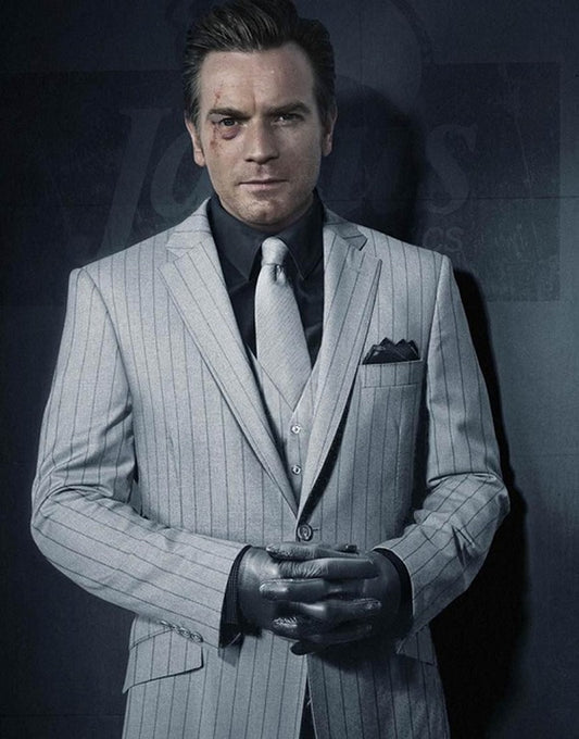 Birds of Prey Black Mask White Pinstripe Suit