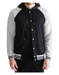 Men’s Grey and Black Varsity Hooded Jacket