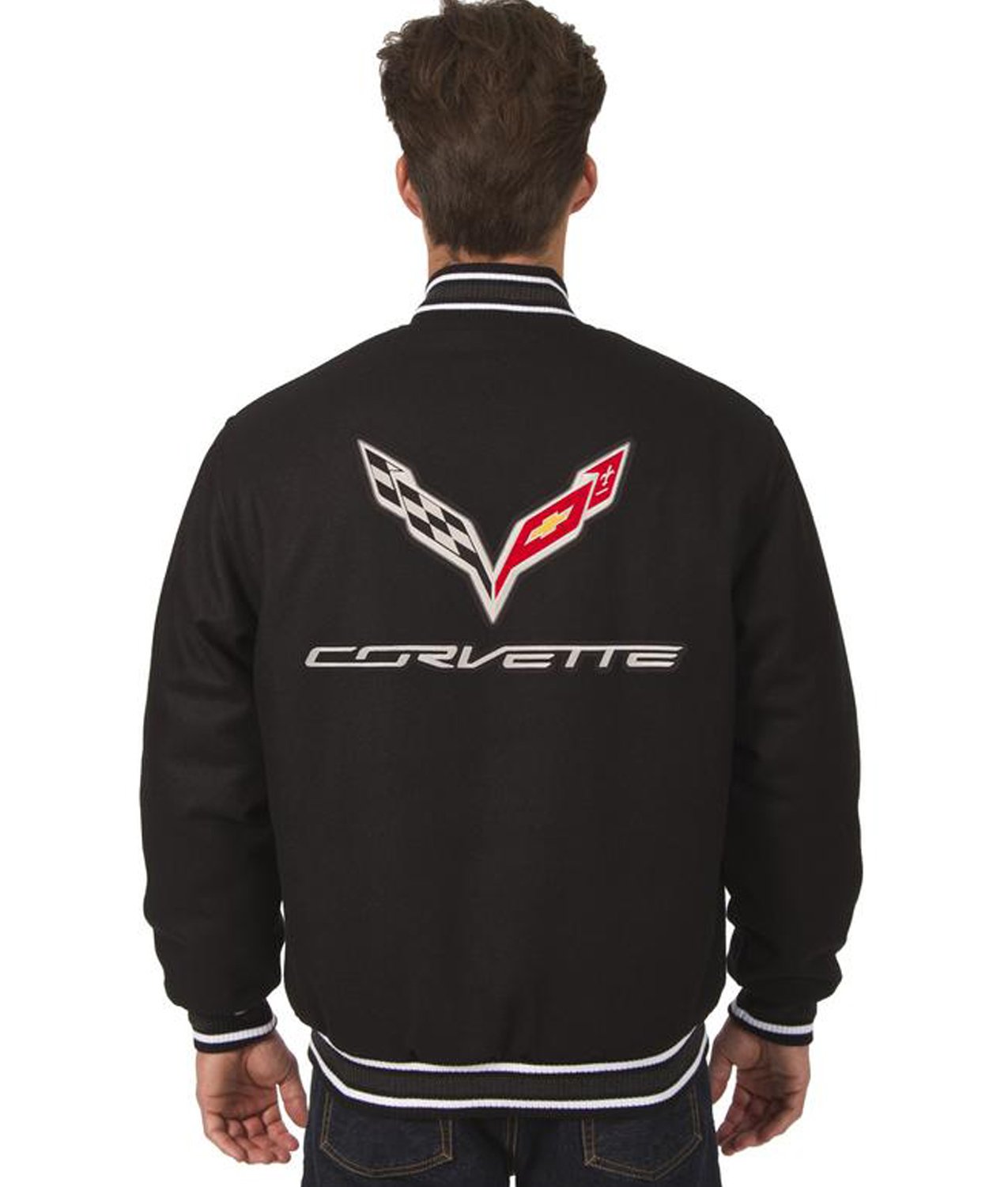 Corvette Black Wool Varsity Jacket