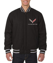 Corvette Black Wool Varsity Jacket