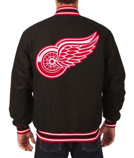 Detroit Red Wings Varsity Black Wool Jacket