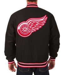 Detroit Red Wings Varsity Black Wool Jacket
