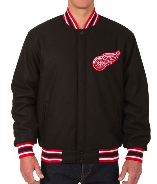 Detroit Red Wings Varsity Black Wool Jacket