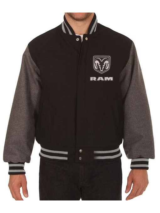 Dodge Ram Varsity Black and Grey Wool Jacket