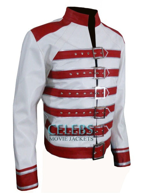 Freddie Mercury White Jacket with Red Belts