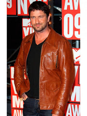 MTV Award Gerard Butler Brown Tan Leather Jacket
