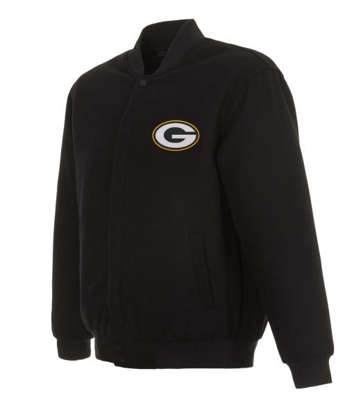 Green Bay Packers Varsity Black Wool Jacket
