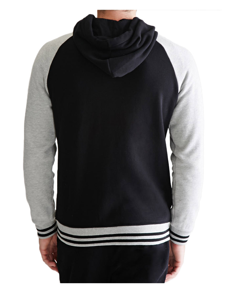 Men’s Grey and Black Varsity Hooded Jacket