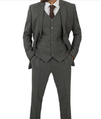 Mens Three Piece Grey Gangster Style Suit