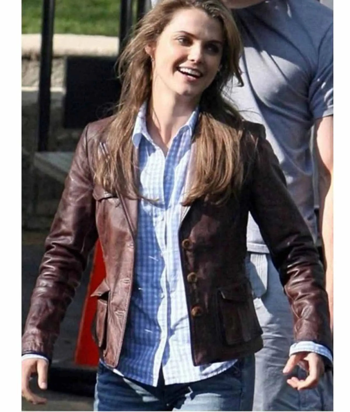 Bedtime Stories Keri Russell Brown Leather Jacket