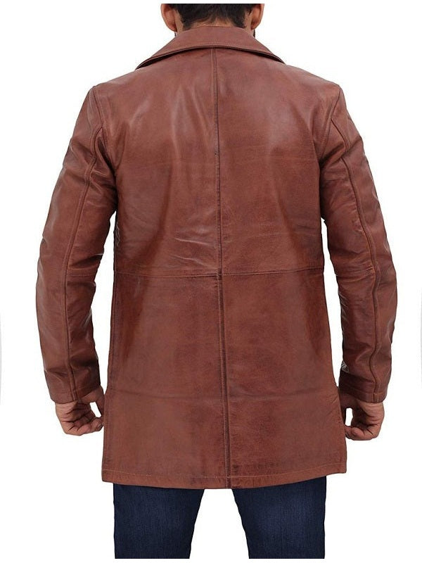 Natural Mens Tan Leather Brown Coat