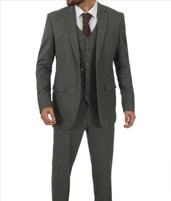 Mens Three Piece Grey Gangster Style Suit