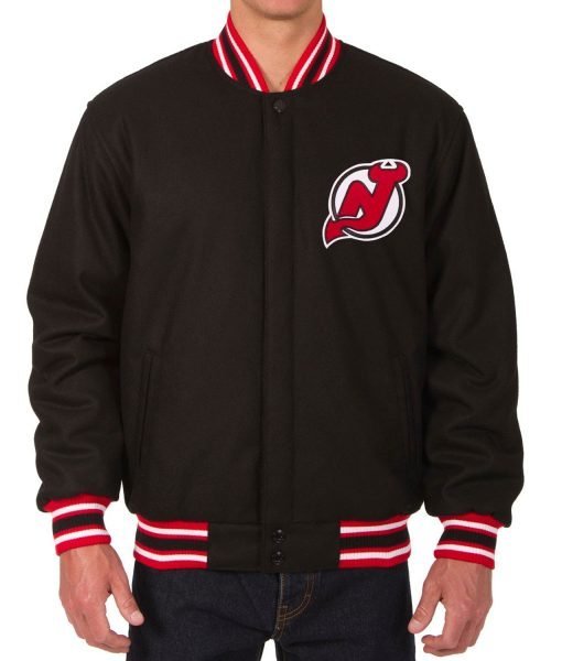 New Jersey Devils Varsity Black Wool Jacket