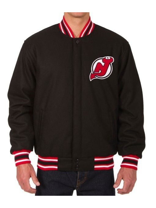 New Jersey Devils Varsity Black Wool Jacket