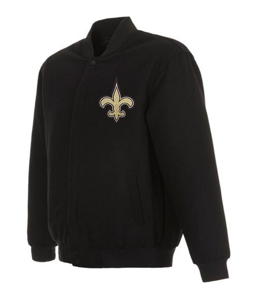 New Orleans Saints Varsity Black Wool Jacket