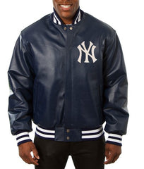 New York Yankees Varsity Navy Blue Leather Jacket