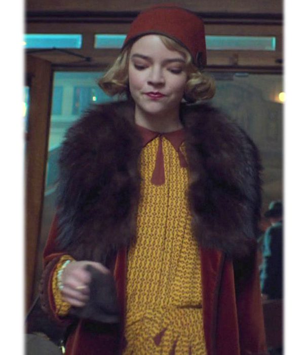Anya Tay­lor-Joy Peaky Blind­ers S05 Fur Collar Red Coat