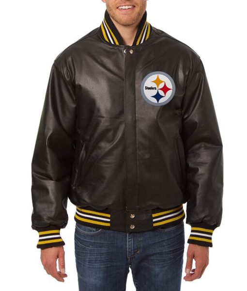 Pittsburgh Steelers Varsity Black Leather Jacket