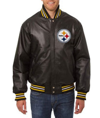 Pittsburgh Steelers Varsity Black Leather Jacket