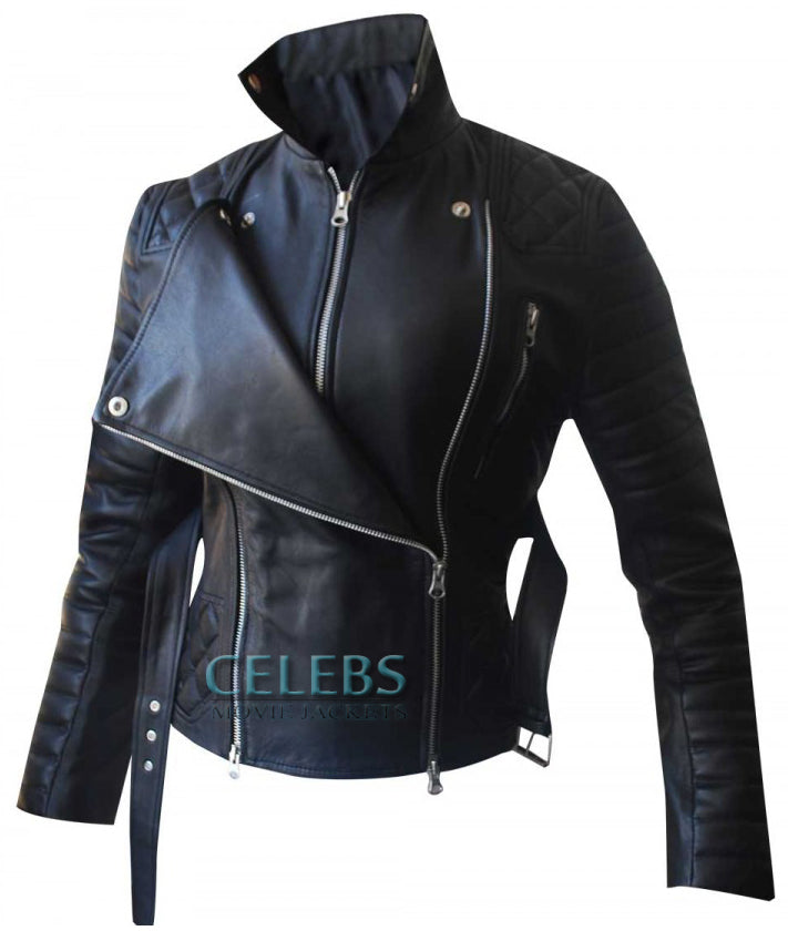 Rachel Bilson Stunning Quilted Biker Jacket