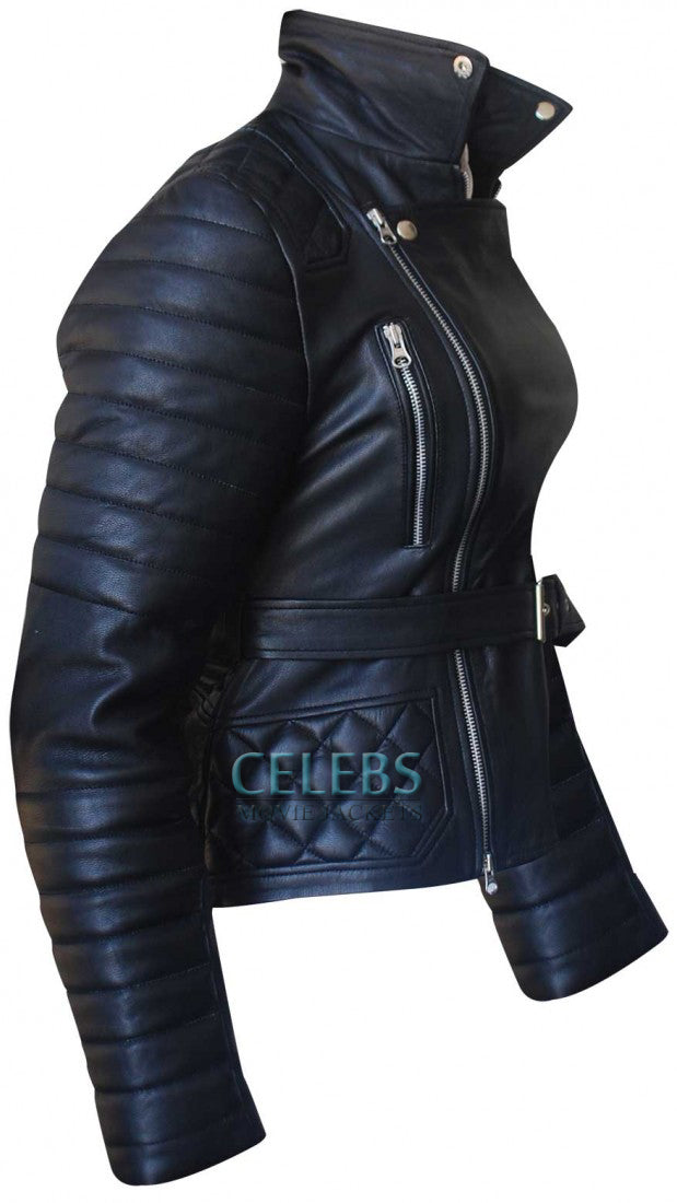 Rachel Bilson Stunning Quilted Biker Jacket