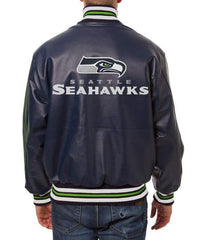 Seattle Seahawks Varsity Navy Blue Leather Jacket