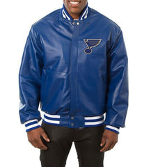St. Louis Blues Varsity Royal Blue Leather Jacket