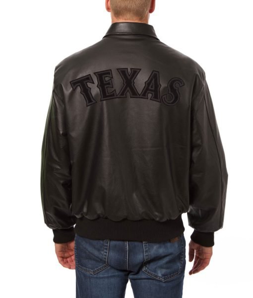 Texas Rangers Varsity Black Leather Jacket