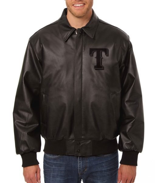 Texas Rangers Varsity Black Leather Jacket