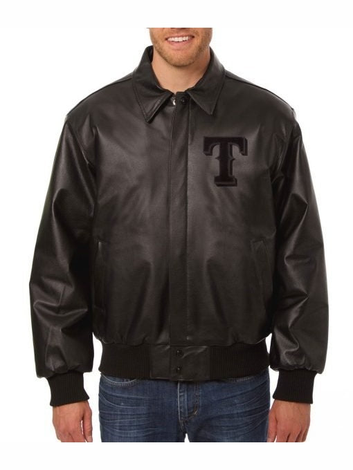 Texas Rangers Varsity Black Leather Jacket