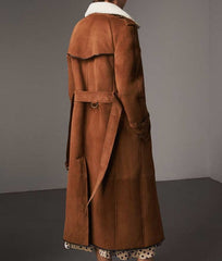 Womens Brown Double Breasted Coat
