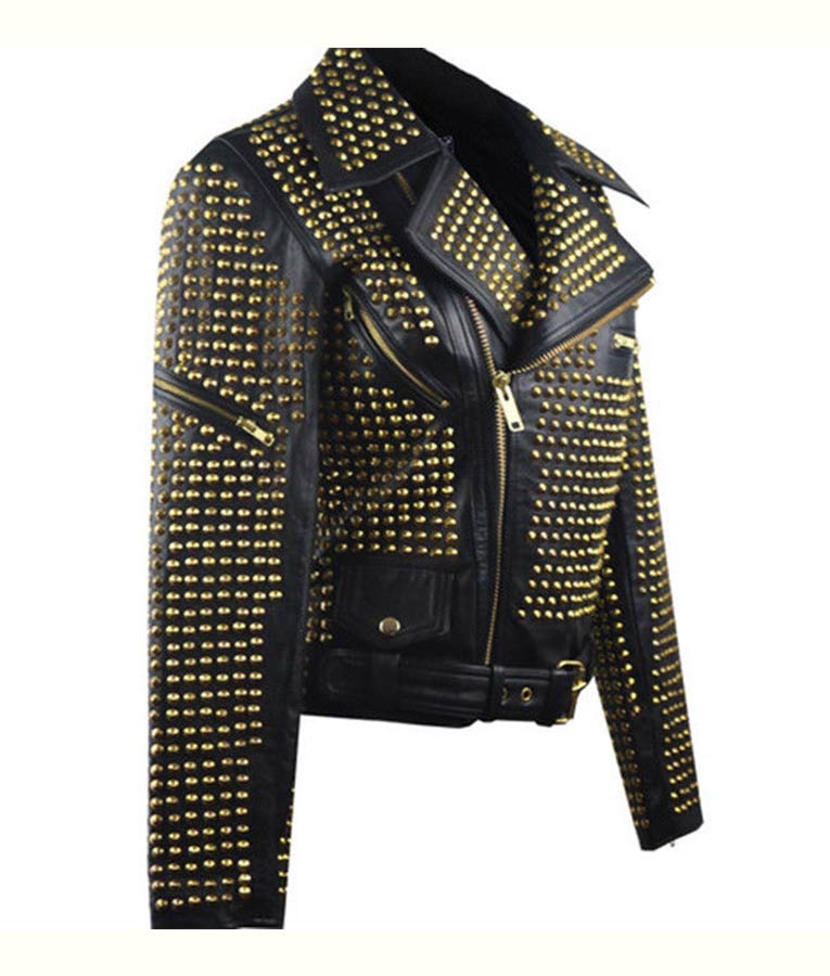Womens Full Golden Studded Jacket