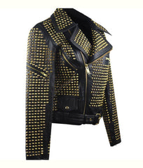 Womens Full Golden Studded Jacket