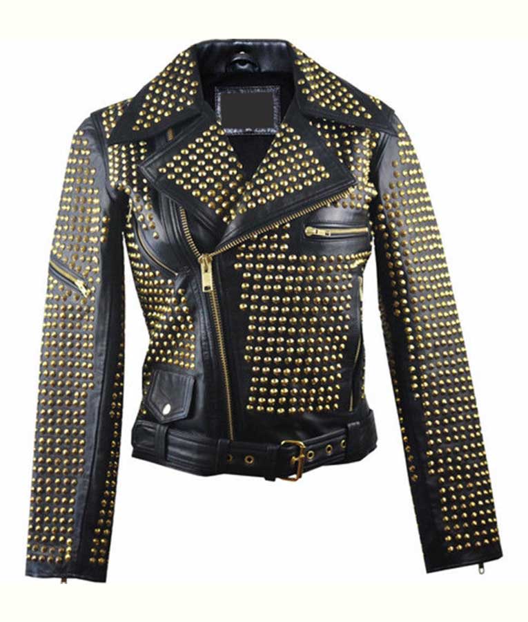Womens Full Golden Studded Jacket