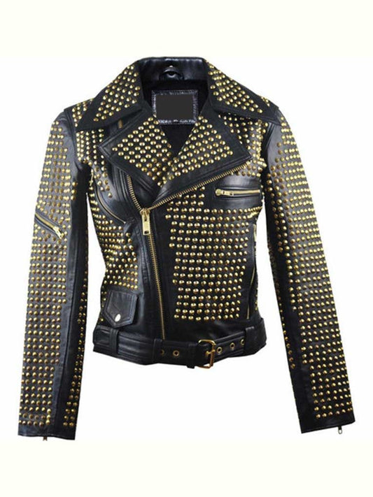Womens Full Golden Studded Jacket