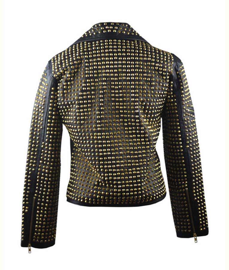 Womens Full Golden Studded Jacket