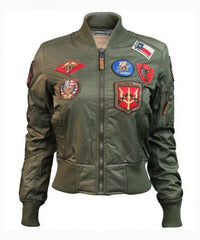 Womens Top Gun MA-1 Olive Bomber Jacket