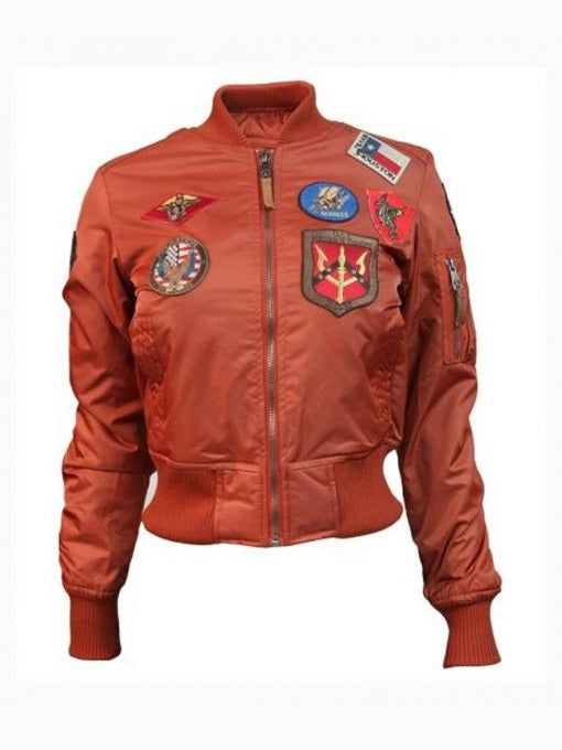 Womens Top Gun MA-1 Rust Bomber Jacket