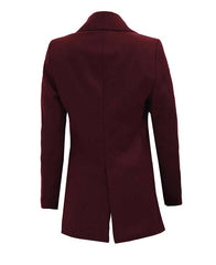 Women Double Breasted Maroon Wool Coat